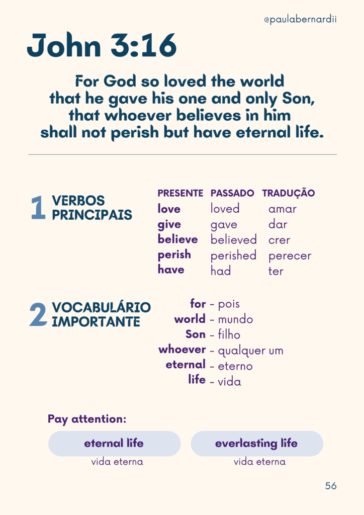versículos em inglês inglês bíblico para cristãos teacher Paula Bernardi